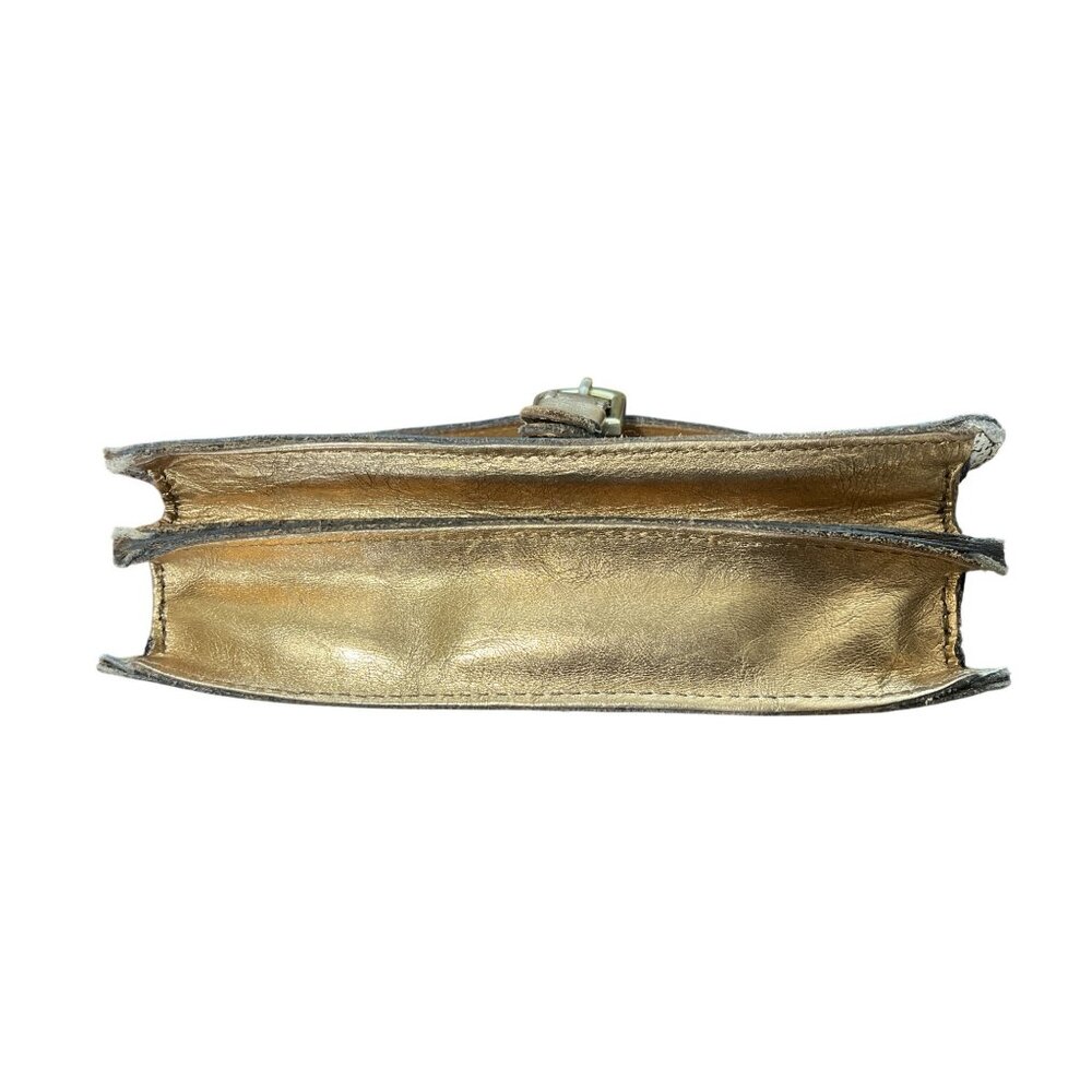 Patricia Nash Crossbody Bag Cassano Herringbone Tweed Buckled Tan Gold Cream - Picture 8 of 10